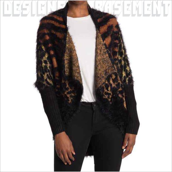 Max Sport S/M Animal Eyelash Knit Dolman Sleeve Cocoon Sweater Cardigan NWT - Picture 1 of 6
